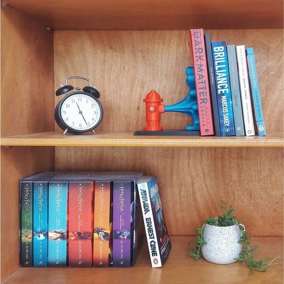 Whimsical Industrial Fire Hydrant Book End Set of 2 - Colorful and Homemade - Picture 3 of 3